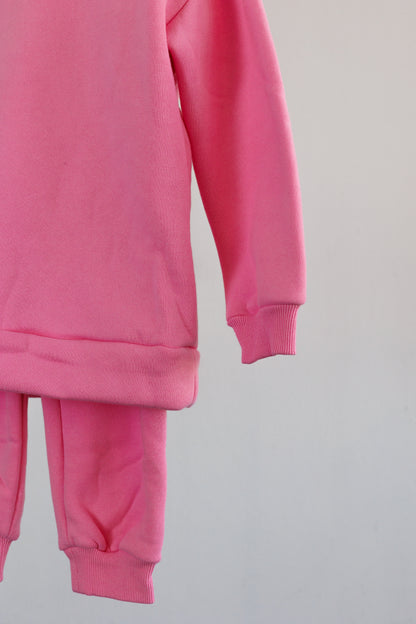 Close up of detail on pink jogger set